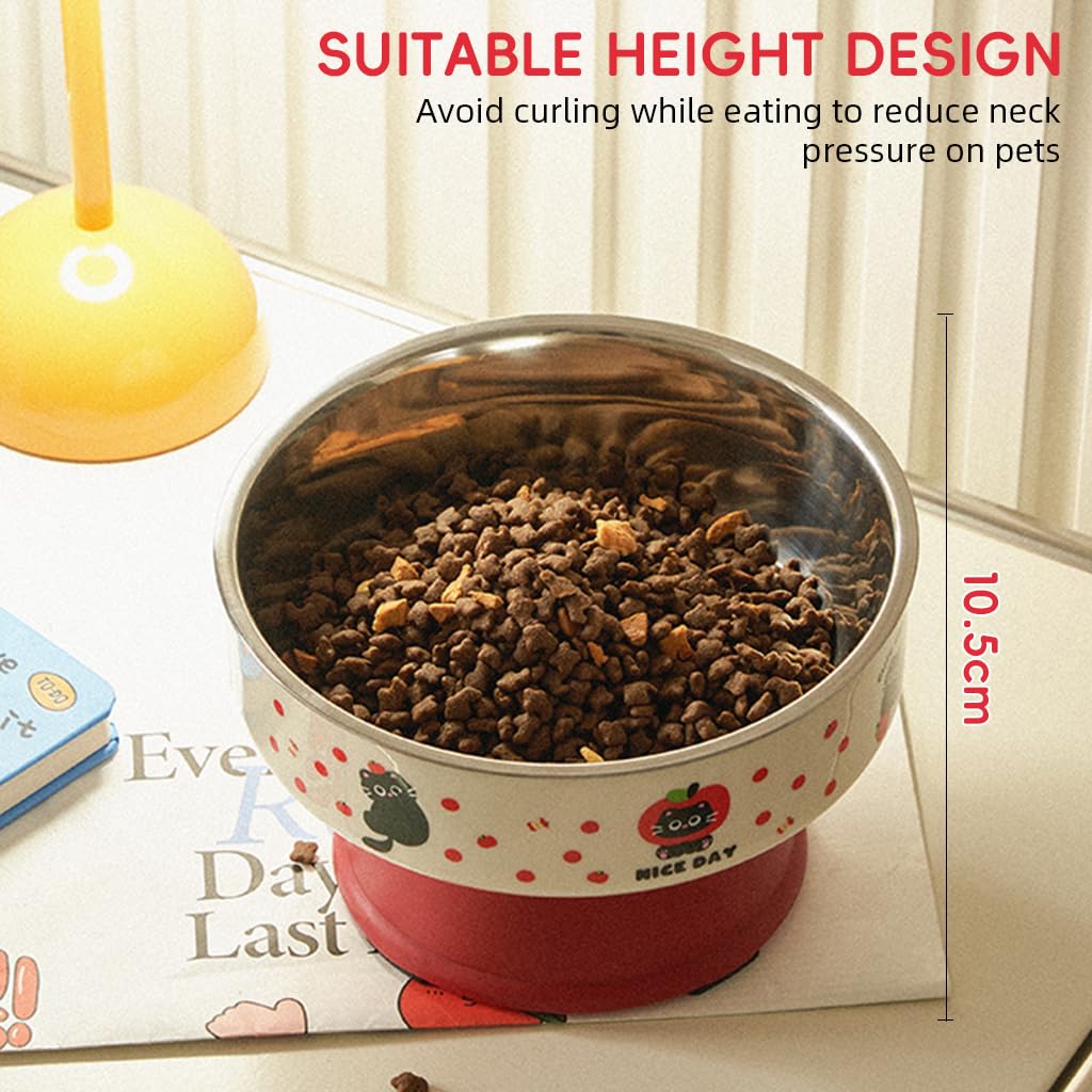 Qpets Elevated Cat Dog Bowl with Non Slip Base and 10.5cm Height | Stainless Steel Feeder