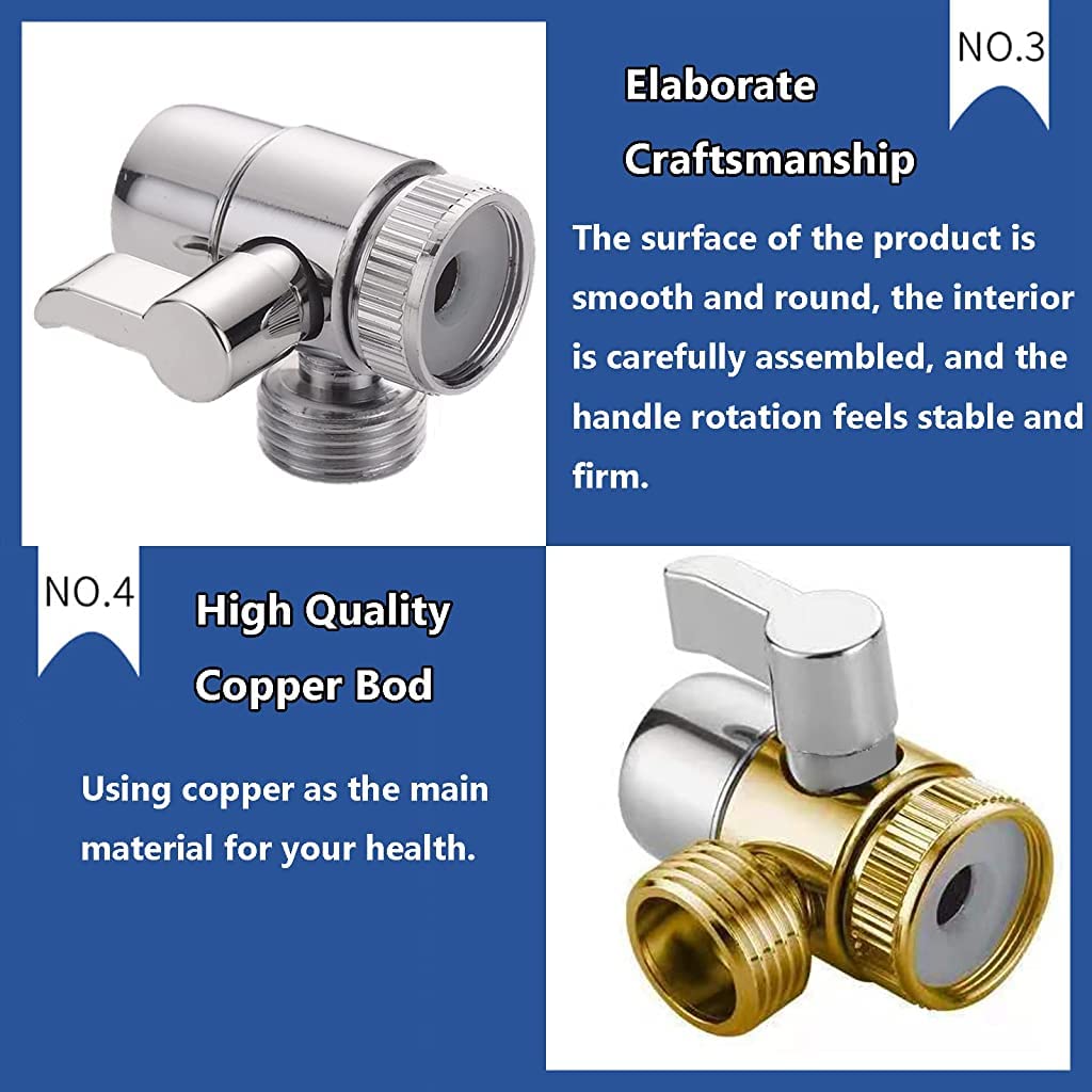 Qpets® 3 Way Faucet Diverter Brass With Switch Universal Faucet Tap Diverter Valve Faucet Splitter Faucet Adapter For Kitchen, Bathroom, Balcony, Shower System- 1pc