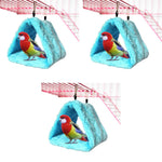 Qpets Bird Nest for Winter Use with Plush Bed and Metal Cage Frame 24×15×18cm Blue | 3pcs