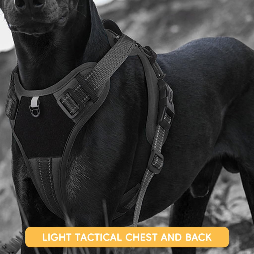 Qpets Adjustable Dog Harness for Walking with No Pull Design & Seat Belt Buckle | Reflective PU Mesh Vest L 18.1–24.8 in