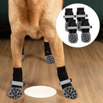 Qpets Dog Socks for Paw Protection with Reflective Straps and Non Slip Grip | 4pcs Cotton Set 8cm Width 18cm Length