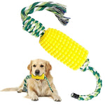 Dog Chew Toys, TPR Corn Chew Toy for Dog Teething Chewing Toy with Cotton Ropes, Sturdy Chew Toys, Interactive Pet Toys Gift Toy for Dog Small Puppies and Medium Dog