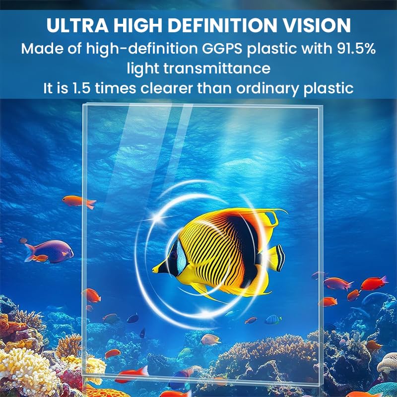 Qpets Small Desk Fish Tank for Home or Office with LED Light Air Pump and Thermometer