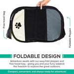 Qpets® Foldable Pet Playpen Breathable Indoor Pet Fence Pet Enclosure with Mesh Window for Cat Dog Movable Pet Delivery Room Detachable Zipper Mesh Shade Cover (114*114*58CM)