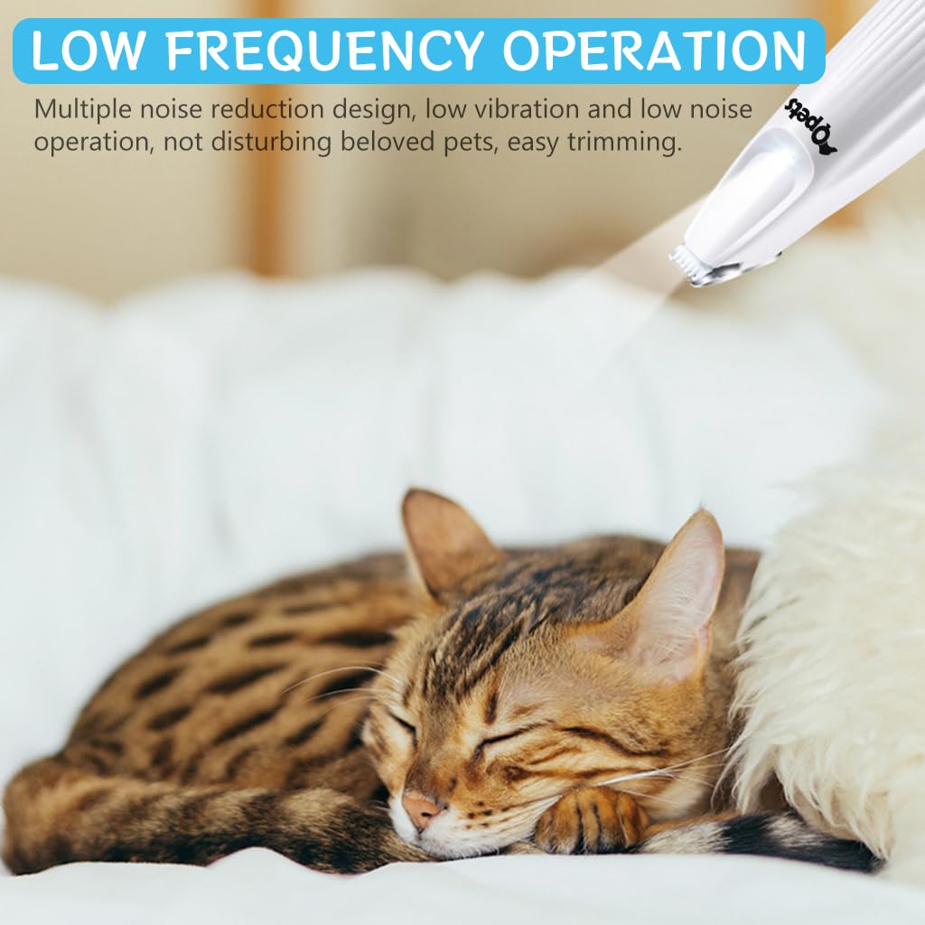Qpets Dog Paws Hair Trimmer with LED Light for Small Areas and 16CM Design | Rechargeable Quiet Grooming Tool