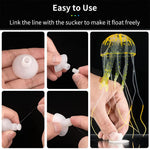 Qpets Jellyfish Ornament for Aquarium Fish Tank featuring 9PCS Floating Silicone Decor