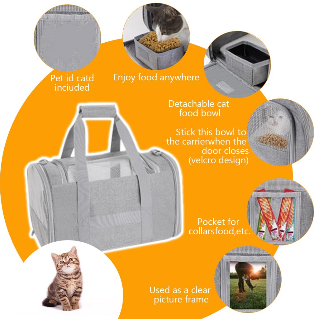 Qpets Cat Carrier for Travel with Dual Access Mesh Ventilation 43x30x28cm | Oxford Cloth 2 PCS