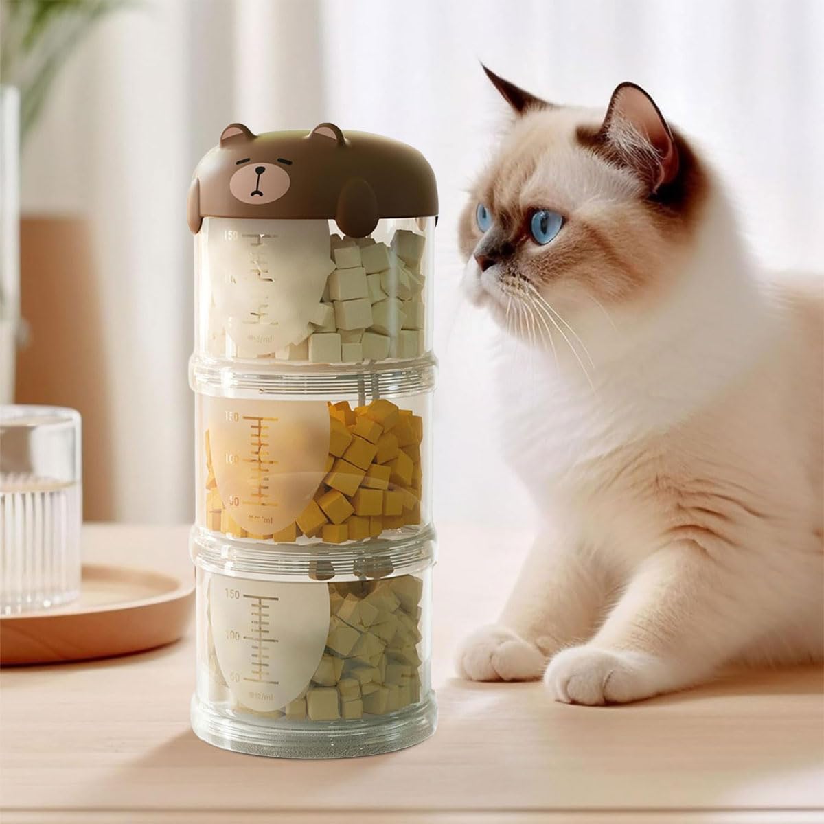 Qpets Dog Food Container Set for Travel with Leak Proof Stackable Design 3 Pcs | Food Grade PP