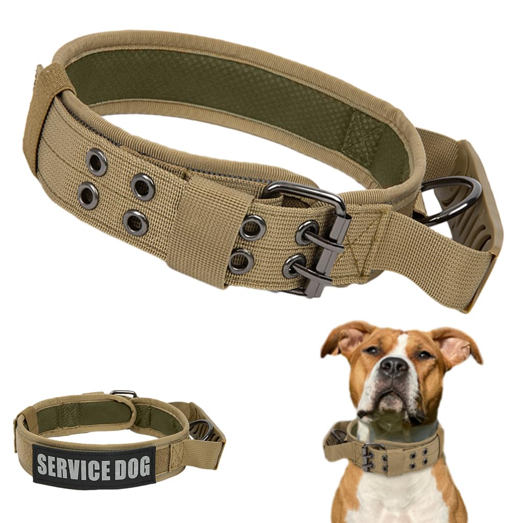 Qpets Dog Collar for Large Breeds featuring Control Handle & Metal D Ring | Reflective Nylon 75 cm