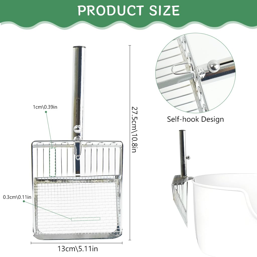 Qpets Cat Litter Scoop for Easy Cleaning with Retractable Push Shovel and 11.8 in Handle | Plastic Poop Scoop