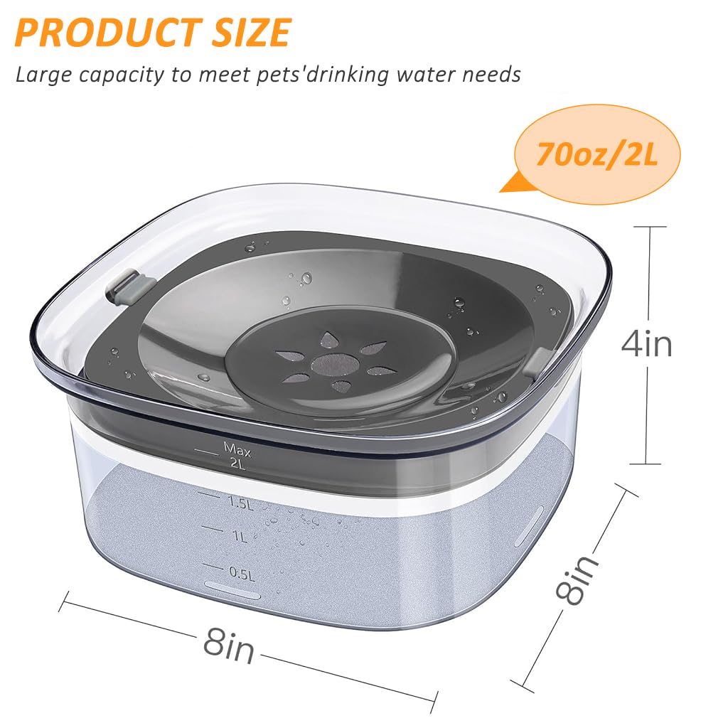 Qpets Dog Water Bowl 2L for Clean Hydration with Floating Disk Design and PP Material