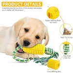 Dog Chew Toys, TPR Corn Chew Toy for Dog Teething Chewing Toy with Cotton Ropes, Sturdy Chew Toys, Interactive Pet Toys Gift Toy for Dog Small Puppies and Medium Dog