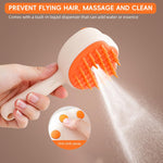 Qpets Pet Steam Hair Brush for Dogs and Cats with Self Cleaning Button and Ergonomic Handle