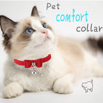 Cat Collar Adjustable Bell Buckle Velvet Neck Strap for Kitten Cat 13.8inch - Red, Velvet