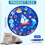Qpets Inflatable Pet Cooling Water Pad for Dogs and Cats with Manual Air Pump 25.5 in | Non-Toxic PVC Cartoon Mat