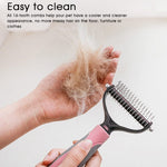 Qpets® About Space Pet Grooming Comb, Double Side Dematting and Tangle Removing, Undercoat Rake for Cats & Dogs, Pink/Blue Assorted Color