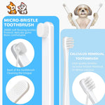 Qpets Dog Toothbrush Kit for Small Dogs with 5 Brushes featuring Silicone Finger Brush | Gentle Oral Care