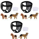 Qpets Dog Diapers Female Reusable for Puppy with 3 Absorption Cotton Pads | Breathable Mesh 3 PCS L 15.7–19.2 in Waist
