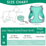 Qpets® Small Dog Harness, 4.9Ft Dog Leash Breathable Mesh Pet Harness Small Dog Vest Harness with Safe Reflective Strips No Pull Small Dog Harness (Neck: 36-42CM)