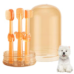 Qpets Dog Toothbrush Set with 2 Soft Silicone Brushes and Tongue Scraper for Cats & Dogs