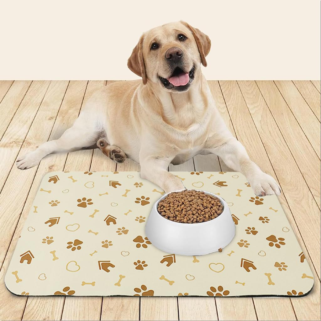 Qpets Dog Mat for Feeding and Play Areas with Diatomaceous Absorption 50x30CM | Easy Clean