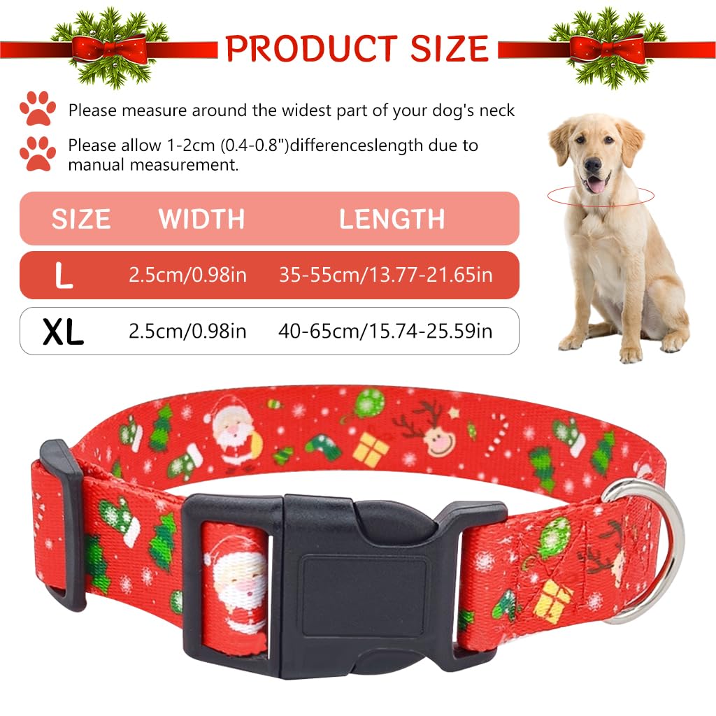 Qpets Christmas Dog Collar for Holiday Dress-up with Quick Release Buckle and Metal D Ring | Adjustable 40–65 cm Polyester Design