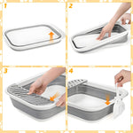 Qpets Collapsible Cat Litter Box for Travel with 45x34x12.5cm Foldable Design | ABS+TPR Build and Anti-Tip Guard