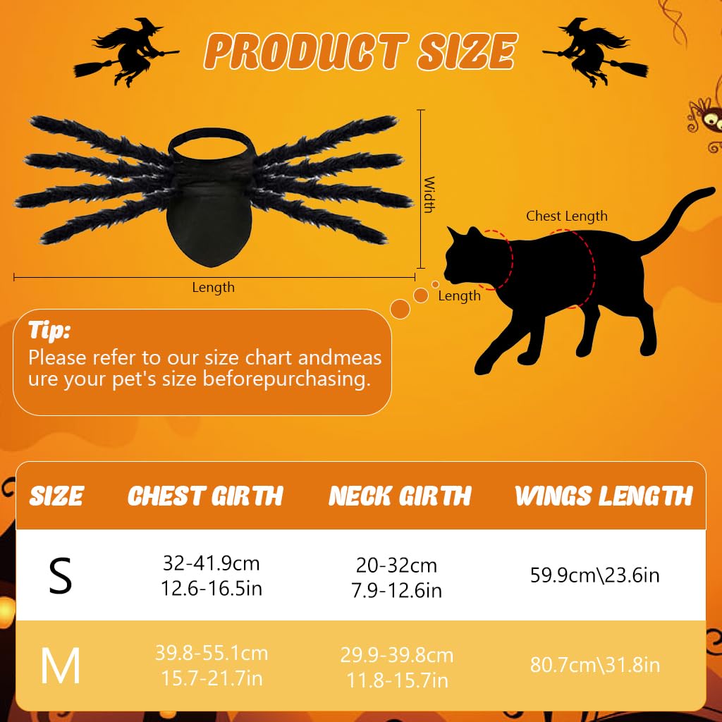 Qpets Halloween Dog Costume for Small Pets featuring Adjustable Fit 29.9–39.8cm Neck | Fun Spider Design