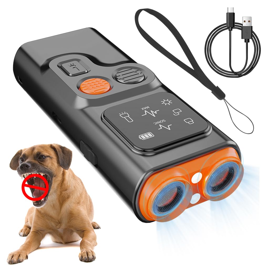 Qpets Ultrasonic Dog Bark Control Device with 25FT Range and LED Light | USB Rechargeable Training Aid