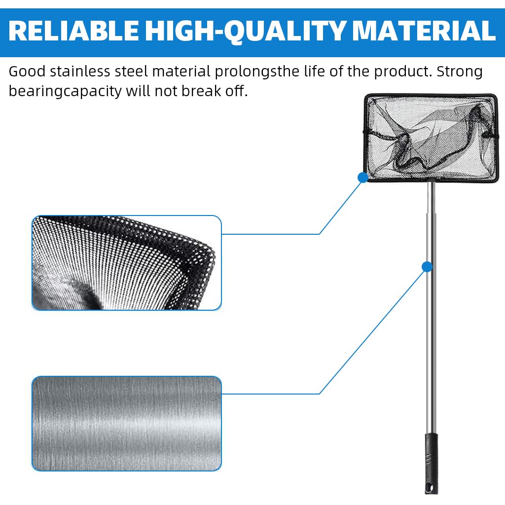 Qpets Aquarium Fish Net for Tank Maintenance with 19–33 in Telescopic Handle and Fine Nylon Mesh