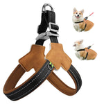 Qpets Reflective Dog Harness for Safe Night Walking with Dual D-Rings and Quick Release Buckle