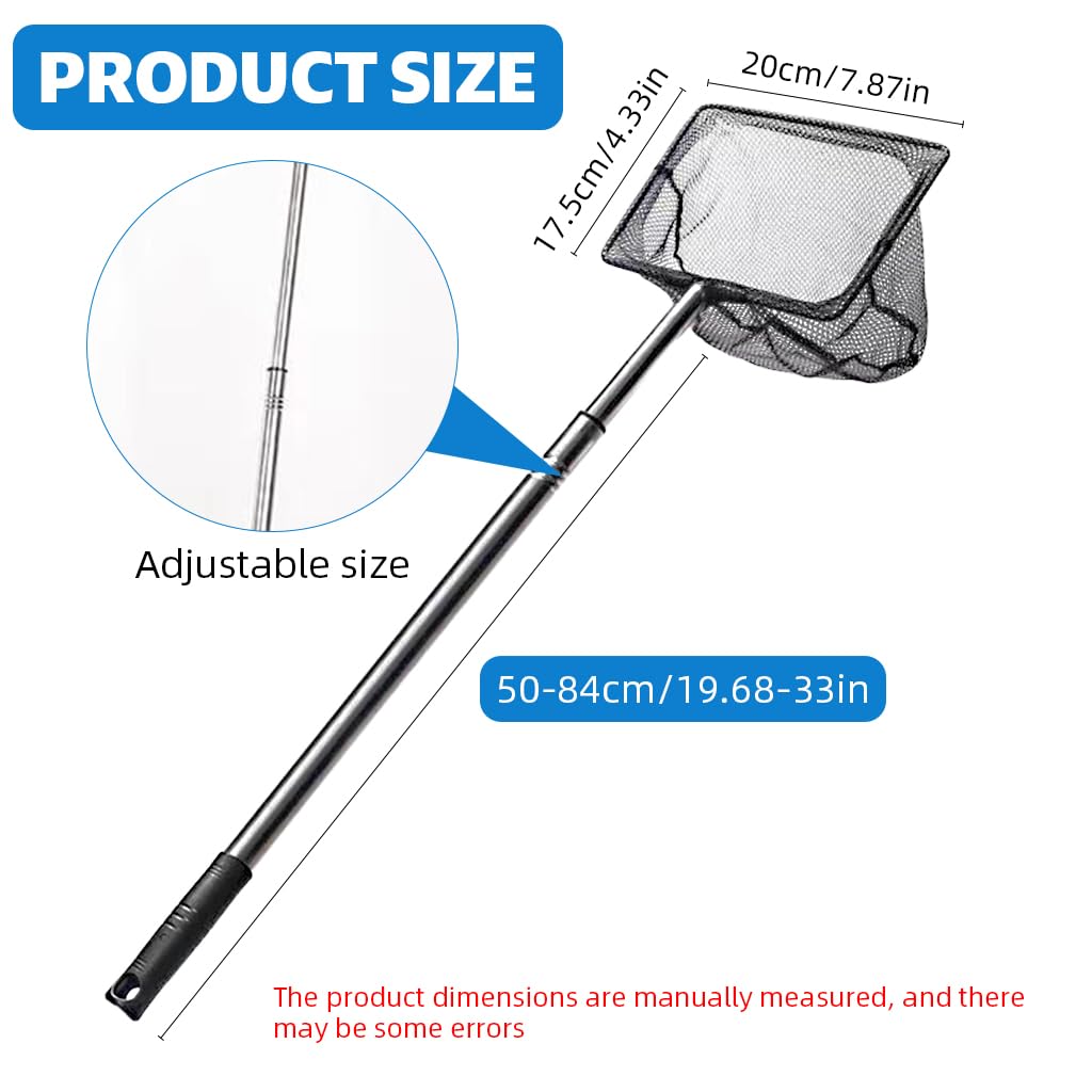 Qpets Aquarium Fish Net for Tank Maintenance with 19–33 in Telescopic Handle and Fine Nylon Mesh