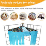 Qpets Hamsters Hammock Corner for Small Pets with 11.8 in Tassel Curtains | Easy Install Blue Hideout 30x30x42 cm