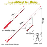 Qpets Cat Teaser Toy Set for Play and Exercise with 2 Retractable Wands and 22PCS Accessories