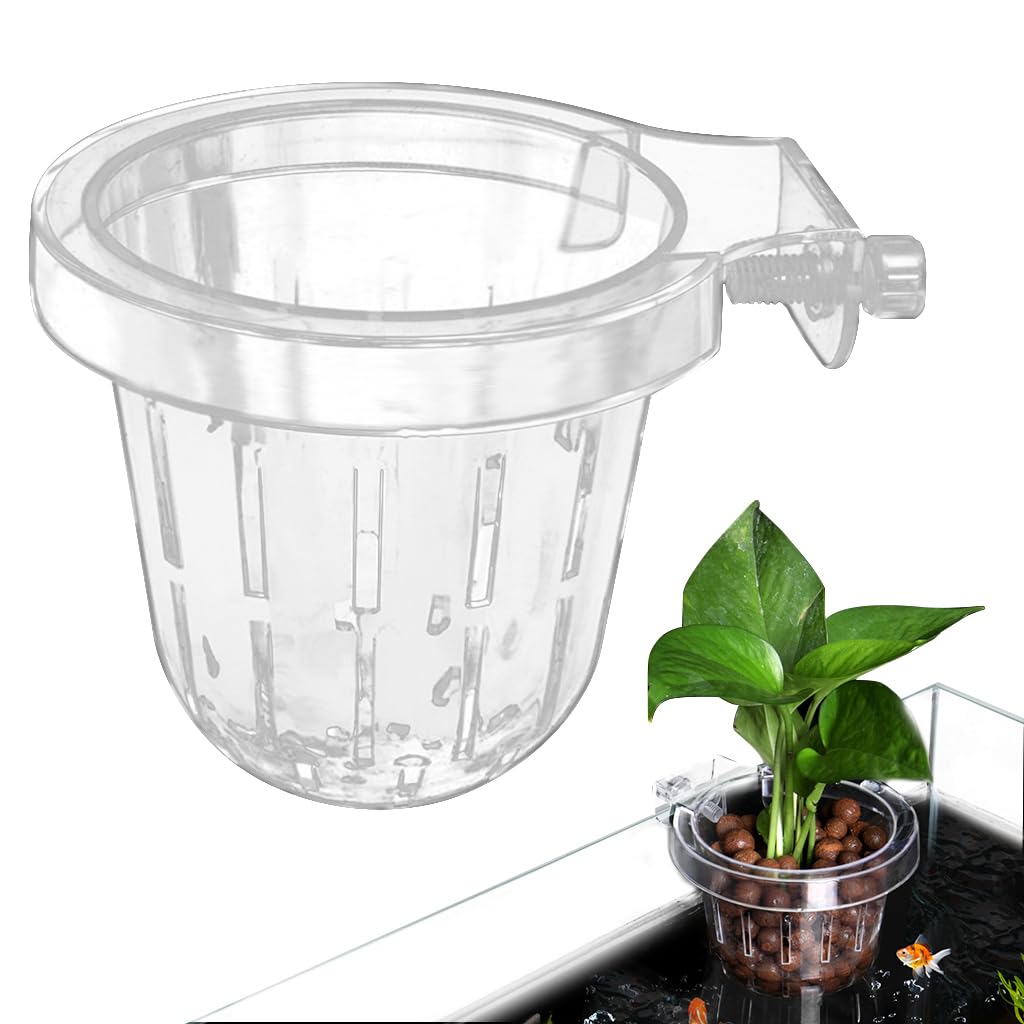 Qpets Hydroponic Plant Pot for Fish Tanks with Screw-Fixed Design and Transparent PC Material