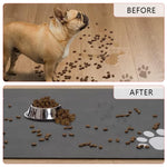 Qpets Cat Dog Food Mat 50x30cm for Feeding Areas with Quick-Dry Diatom Surface | Non-Slip Black Floor Protection