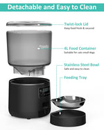 Qpets Automatic Feeder for Dogs and Cats with 4L Capacity featuring 360° Anti-Blocking Design | Stainless Steel Bowl and Timer Control