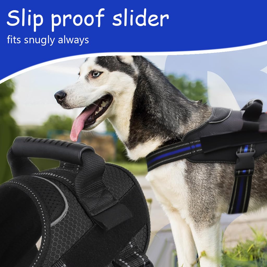 Qpets® Dog Harness with Handle Service Dog Vest Harness with 1.5m Dog Leash 360 Degree Safety Reflective Strips Design Adjustable Vest Harness for Medium Large Dog within 15-25 kg
