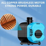 Qpets Submersible Water Pump for Aquariums and Ponds with 3000L/H 55W Motor | Adjustable Flow and Built-In Filtration