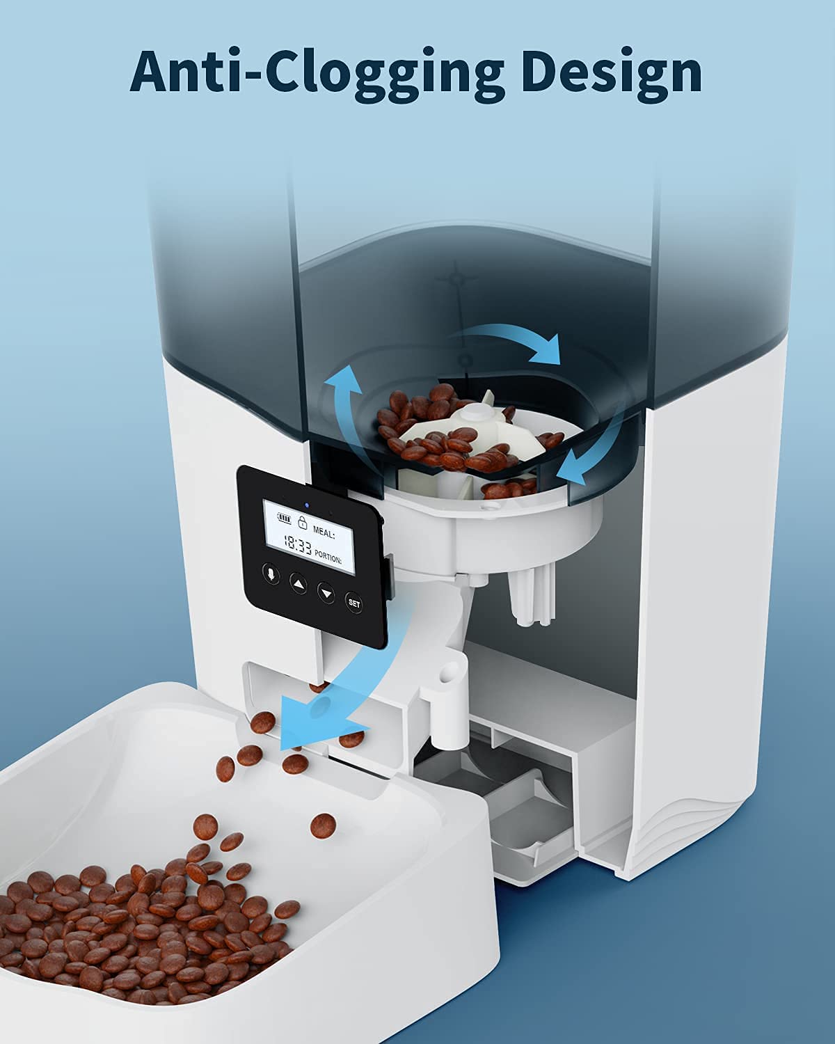 Qpets Automatic Pet Feeder for Cats and Dogs with 3L Capacity and Dual Power Supply | Programmable 1‑4 Meals Featuring Twist‑Lock Lid