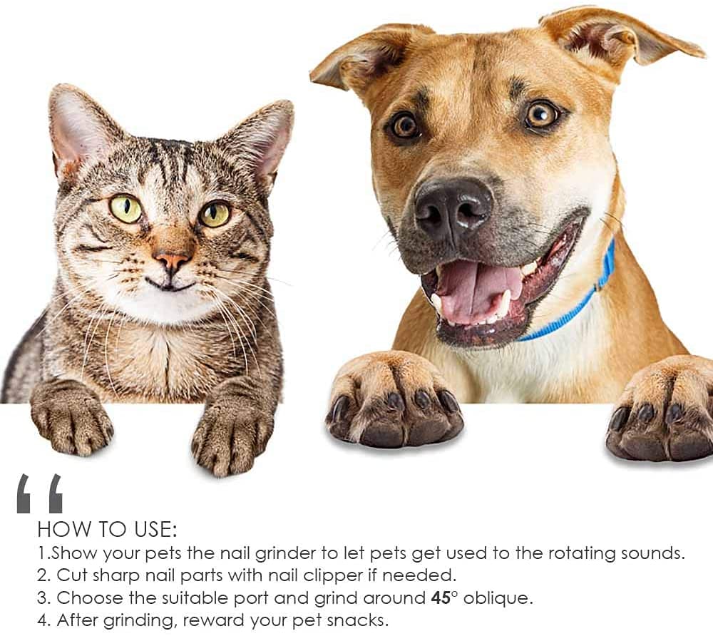 Qpets Dog Nail Grinder with Diamond Bit & Stepless Speed for 3h Use | Quiet Motor for Pets