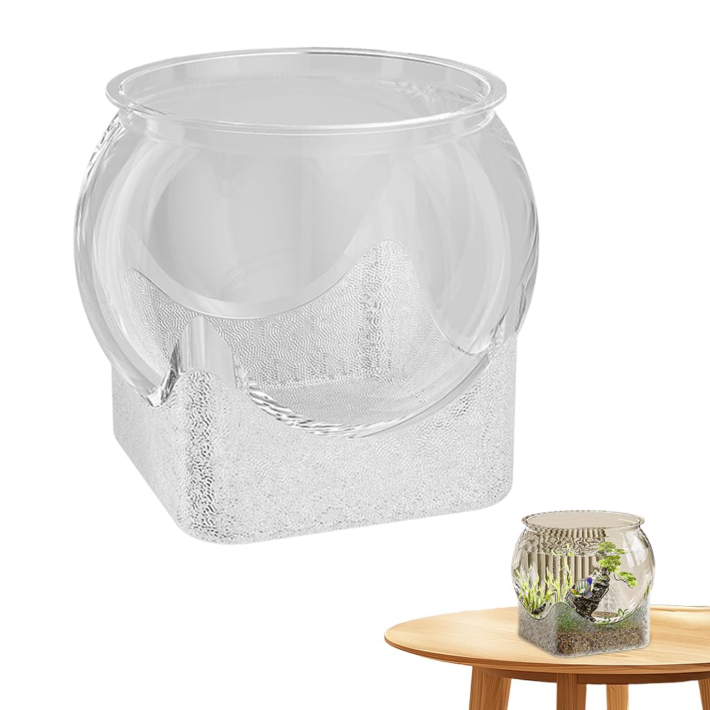 Qpets Betta Fish Aquarium Tank for Home or Office Décor with 12.5cm Round Bowl | PET Material and Decorative Stand