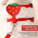 Qpets Rabbit Harness for Small Pets with Escape-Proof Dual Strap and Quick Release Buckle | Red Strawberry Plush Design