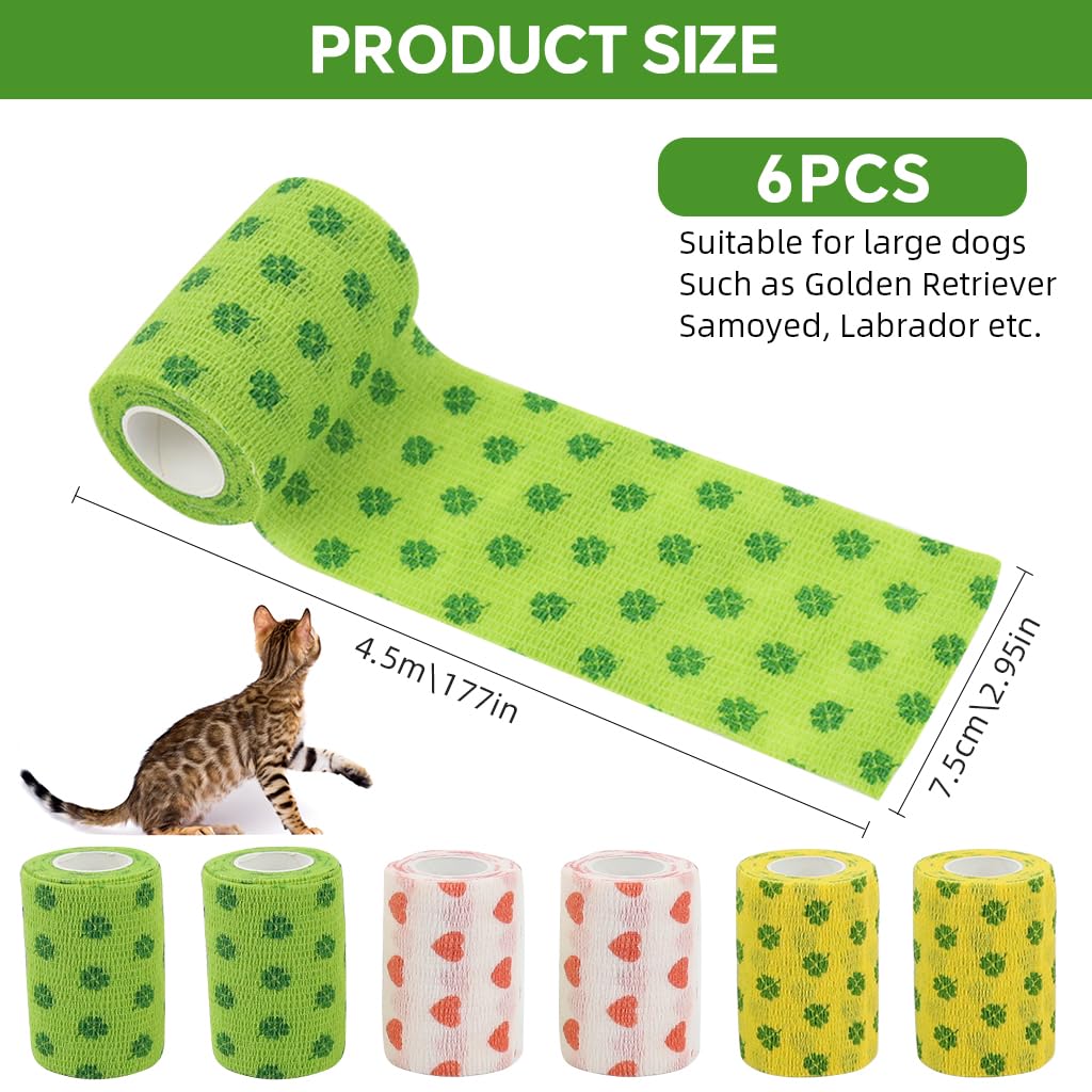 Qpets Dog Bandages for Wound Care with Self-Adhesive Wrap 4.5 m Roll 2 Pack | Waterproof Breathable Non‑Woven for Cats and Dogs