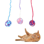 Qpets® Plush Cat Ball Toys, Rattling Cat Teasing Toys with Built in Bell, Colorful Woolen Ball Toy Sound Toys (3Pcs)