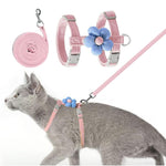 Qpets Cat Harness with Leash for Outdoor Walking featuring Dual Loop Design and 120cm Lead | Cute Flower Style for Kittens