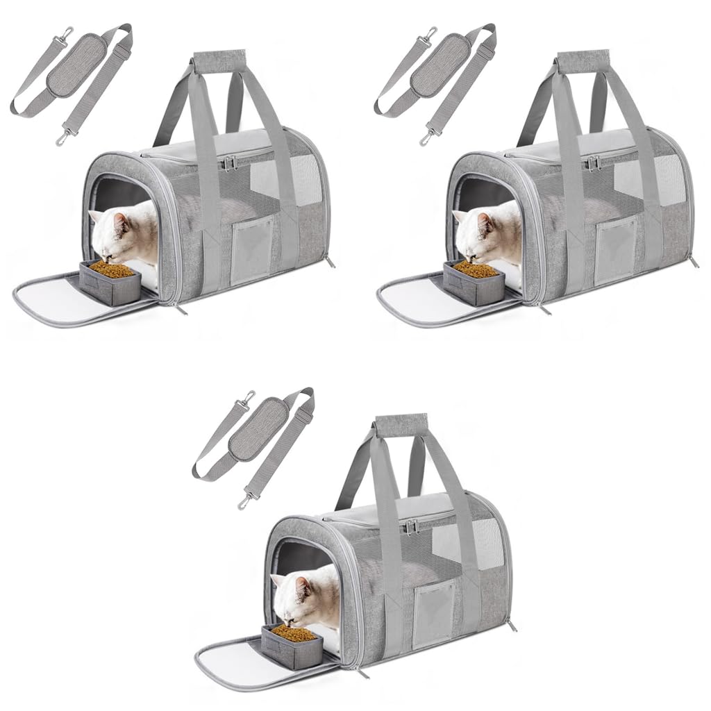 Qpets Cat Carrier Bag for Travel featuring Dual Access Mesh Ventilation and 43X30X28cm Size