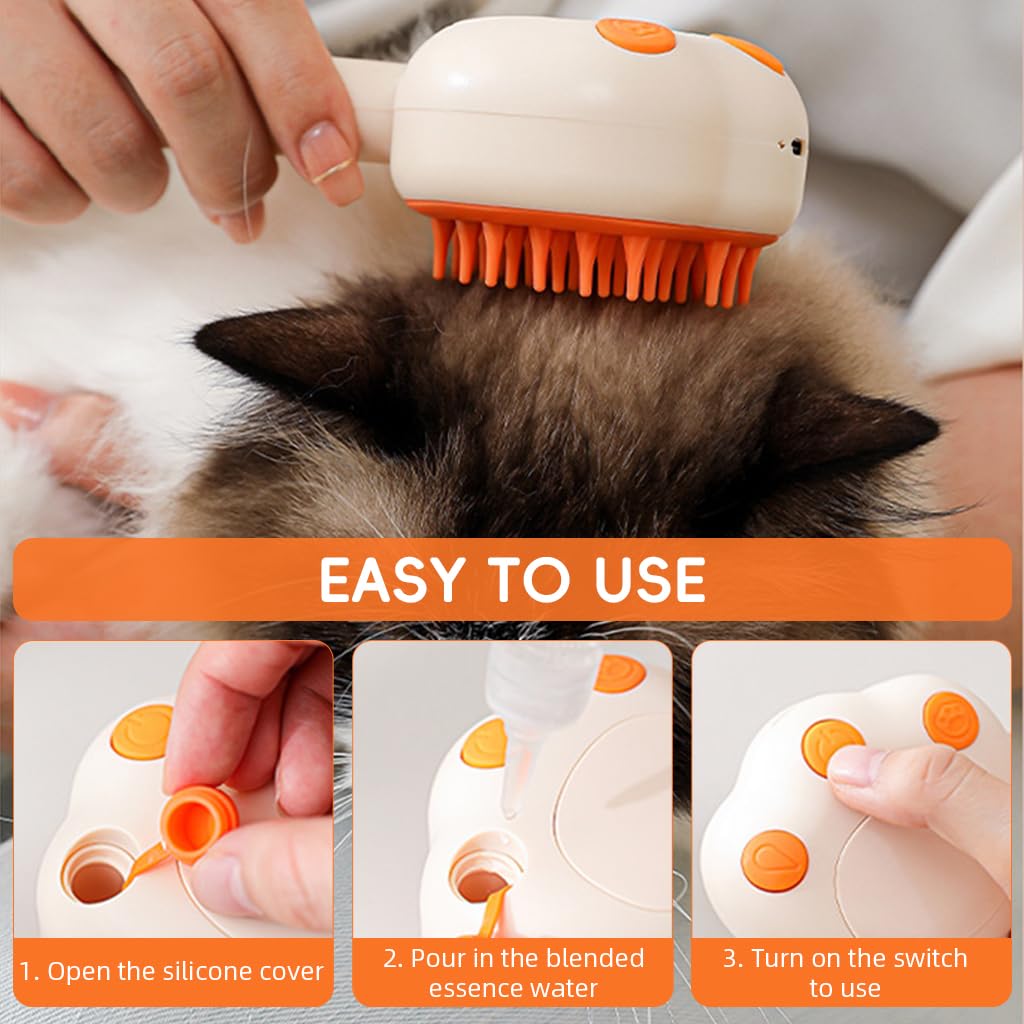 Qpets Dog Hair Brush for Cats and Dogs with 3 in 1 Sprayer and UV Light | Self‑Cleaning