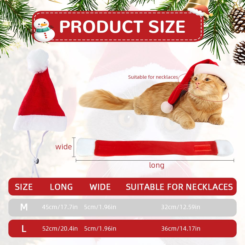 Qpets Christmas Cat Costume Set for Holiday Photos with Adjustable Hat and Scarf 36 cm