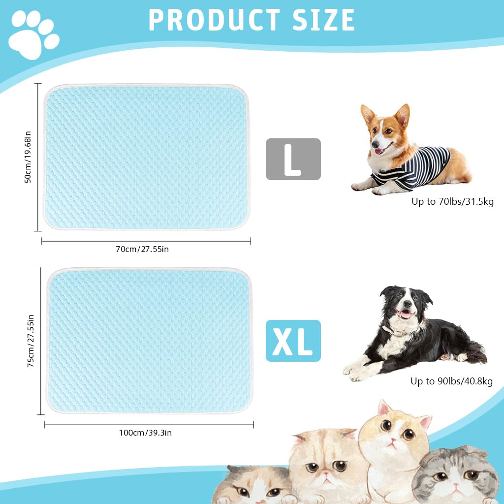 Qpets Silicone Small Dog Mat for Summer Cooling with Mesh Airflow 100x75 cm Blue | Washable